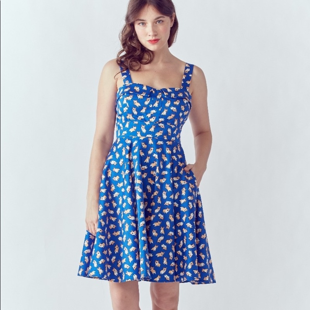 Eva Rose Corgi Floral Fit-and-Flare Dress